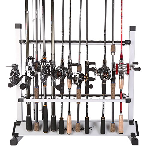 One Bass Soporte para caña de Pescar de aleación de Aluminio para Todo Tipo de cañas de Pesca, hasta 24 cañas, 24 Rods Rack-SilverBlack